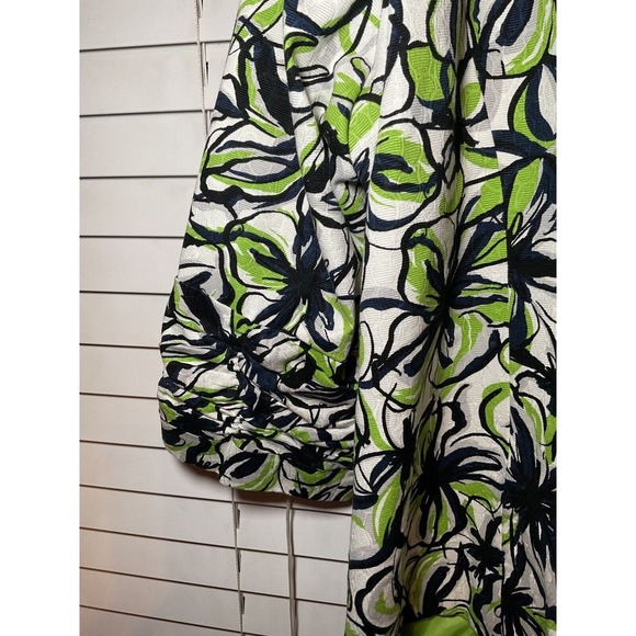 Trenz by‎ Lauren G Blazer Floral Print Open Front Ruched Sleeve Jacket 2X - Picture 8 of 13
